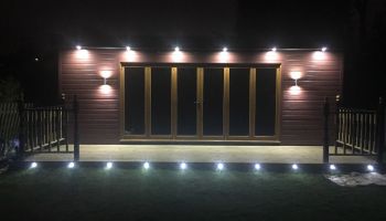 Gym exterior with lights on